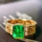14k Gold 1.16 Ctw Vivid Green Natural Emerald & Diamond Ring