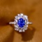 14k Gold 1.34 Ctw Vivid Blue Natural Sapphire & Diamond Ring