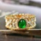 14k Gold 0.39 Ctw Vivid Green Natural Emerald & Diamond Ring