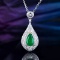 14k Gold 1.47 Ctw Vivid Green Natural Emerald & Diamond Pendant