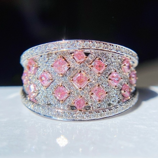 14k Gold 1.34 Ctw Natural Pink Diamond & Diamond Ring