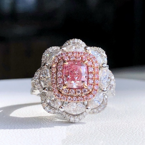 Gia Certified 14k Gold 1.01 Ct Natural Pink Diamond & Diamond Ring/pendant