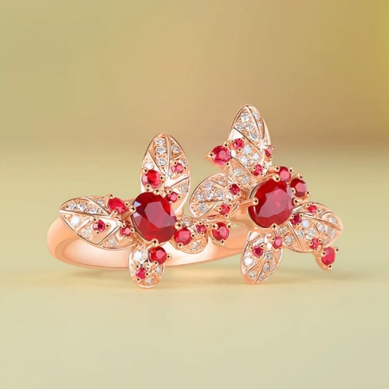14k Gold 0.97 Ctw Vivid Red Natural Ruby & Diamond Ring