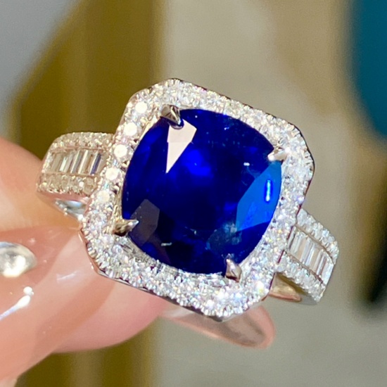 14k Gold 4.64 Ctw Natural Sapphire & Diamond Ring