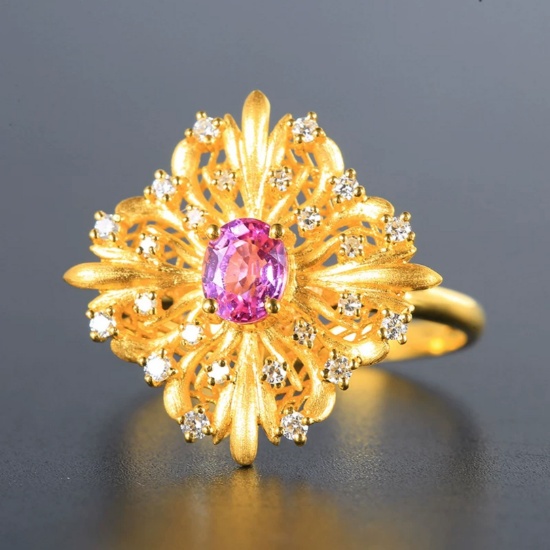 14k Gold 0.74 Ctw Natural Sapphire & Diamond Ring