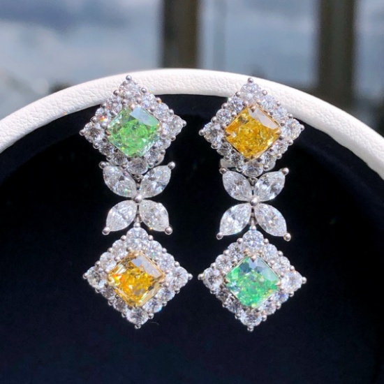 14k Gold 8.89 Ctw Natural Color Diamond & Diamond Earrings