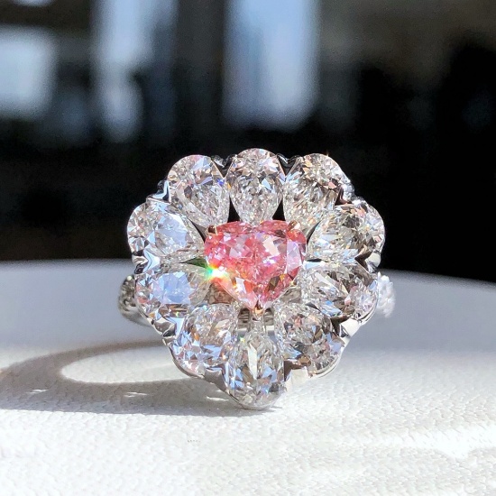 Gia Certified 14k Gold 4.315 Ctw Natural Pink Diamond & Diamond Ring/pendant