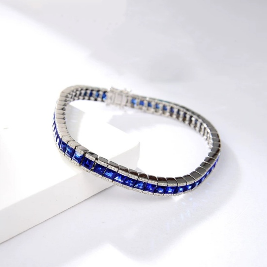 14k Gold 12.05 Ctw Natural Sapphire & Diamond Bracelet