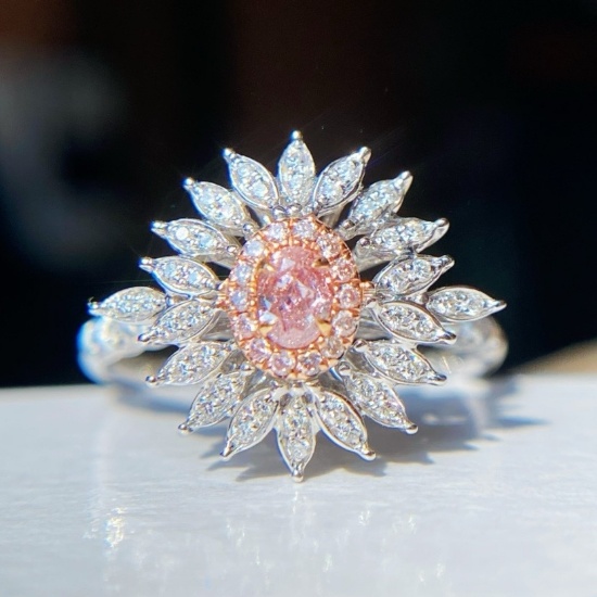 14k Gold 0.52 Ctw Natural Pink Diamond & Diamond Ring