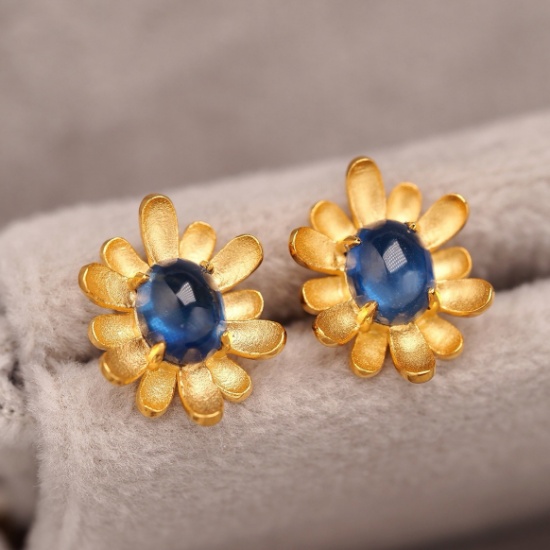 14k Gold 1.41 Ct Natural Sapphire Earrings