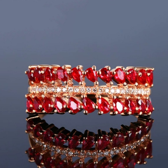 14k Gold 0.88 Ctw Vivid Red Natural Ruby & Diamond Ring