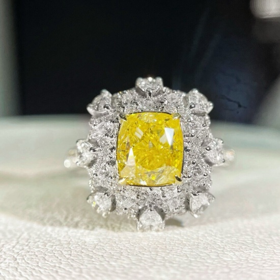 14k Gold 3.35 Ctw Natural Yellow Diamond & Diamond Ring/pendant