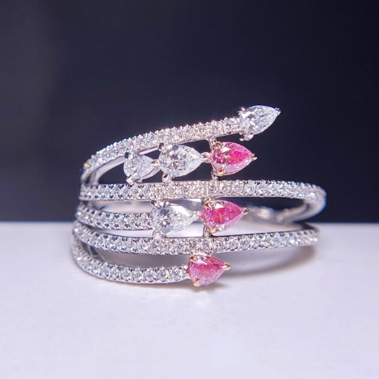14k Gold 0.63 Ctw Natural Pink Diamond & Diamond Ring