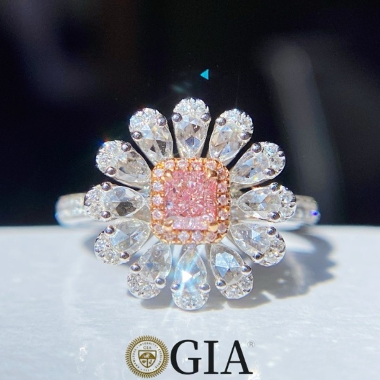 Gia Certified 14k Gold 0.85 Ctw Natural Pink Diamond & Diamond Ring