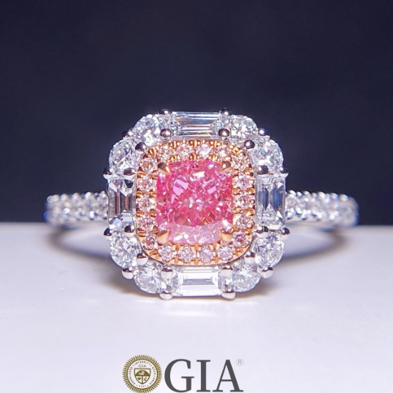Gia Certified 14k Gold 1.18 Ctw Natural Pink Diamond & Diamond Ring