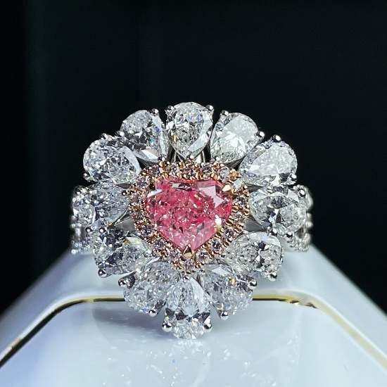 14k Gold 3.71 Ctw Natural Pink Diamond & Diamond Ring/pendant