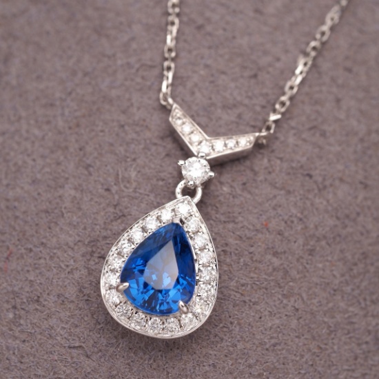 14k Gold 1.27 Ctw Natural Sapphire & Diamond Necklace