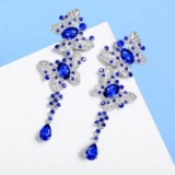 14k Gold 3.54 Ctw Vivid Blue Natural Sapphire & Diamond Earrings