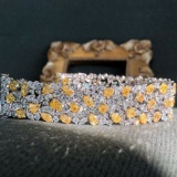 14k Gold 24.32 Ctw Natural Yellow Diamond & Diamond Bracelet