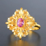 14k Gold 0.74 Ctw Natural Sapphire & Diamond Ring