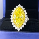 14k Gold 7.20 Ctw Natural Yellow Diamond & Diamond Ring/pendant