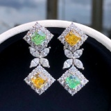 14k Gold 8.89 Ctw Natural Color Diamond & Diamond Earrings
