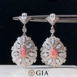 Gia Certified 14k Gold 2.91 Ctw Natural Pink Diamond & Diamond Earrings