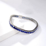 14k Gold 12.05 Ctw Natural Sapphire & Diamond Bracelet
