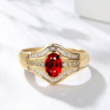 14k Gold 0.84 Ctw Natural Ruby & Diamond Ring