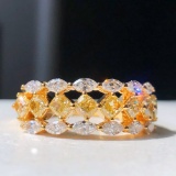 14k Gold 1.60 Ctw Natural Yellow Diamond & Diamond Ring