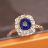 14k Gold 1.56 Ctw Natural Sapphire & Diamond Ring/pendant