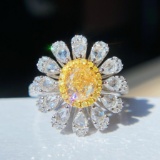 14k Gold 1.99 Ctw Natural Yellow Diamond & Diamond Ring