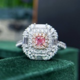 14k Gold 1.18 Ctw Natural Pink Diamond & Diamond Ring/pendant