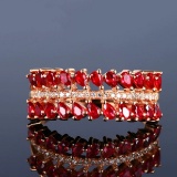 14k Gold 0.88 Ctw Vivid Red Natural Ruby & Diamond Ring