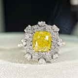 14k Gold 3.35 Ctw Natural Yellow Diamond & Diamond Ring/pendant