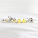 14k Gold 1.79 Ctw Natural Yellow Diamond & Diamond Earrings