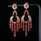 14k Gold 5.13 Ctw Natural Ruby & Diamond Earrings