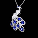 14k Gold 2.55 Ctw Vivid Blue Natural Sapphire & Diamond Pendant