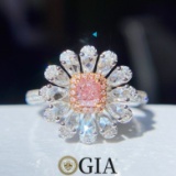 Gia Certified 14k Gold 0.85 Ctw Natural Pink Diamond & Diamond Ring