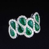 14k Gold 2.36 Ctw Vivid Green Natural Emerald & Diamond Ring