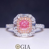 Gia Certified 14k Gold 1.18 Ctw Natural Pink Diamond & Diamond Ring