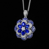 14k Gold 1.93 Ctw Natural Sapphire & Diamond Pendant
