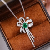 14k Gold 1.94 Ctw Vivid Green Natural Emerald & Diamond Pendant
