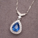 14k Gold 1.27 Ctw Natural Sapphire & Diamond Necklace