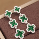 14k Gold 2.76 Ctw Natural Emerald & Diamond Earrings