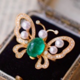14k Gold 2.42 Ct Vivid Green Natural Emerald & Diamond Ring/pendant