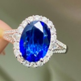 14k Gold 3.04 Ctw Natural Sapphire & Diamond Ring