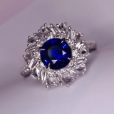 14k Gold 2.10 Ctw Natural Sapphire & Diamond Ring/pendant