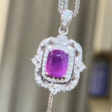 14k Gold 1.98 Ctw Natural Sapphire & Diamond Pendant