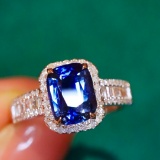 14k Gold 2.63 Ctw Natural Sapphire & Diamond Ring